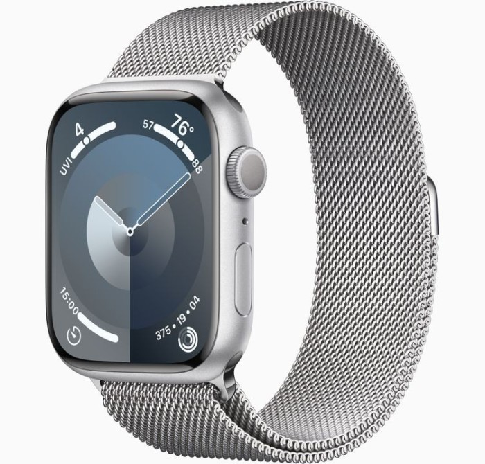 Curea metalica milanese, marca THD, compatibila Apple Watch 45 mm seria 9, Apple Watch SE 44 mm, marime universala, argintiu