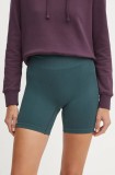 Hummel pantaloni scurți de antrenament Define culoarea verde, uni, high waist, 224138