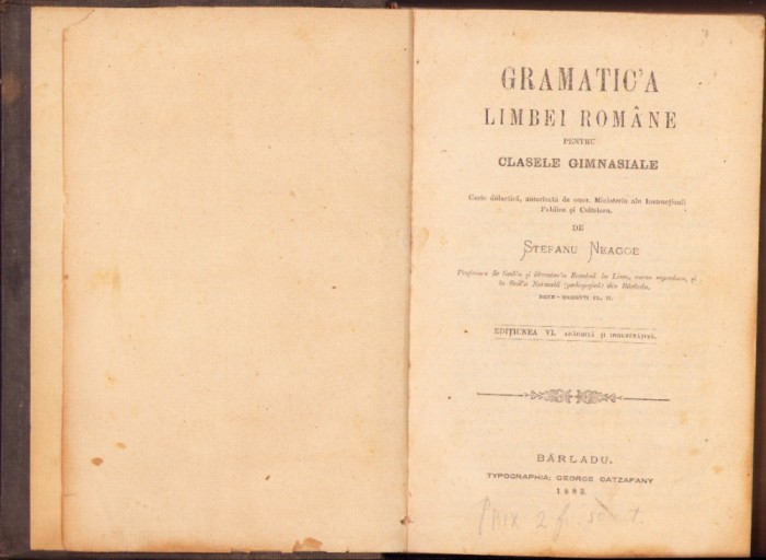 783SPN Colegat de 4 manuale școlare rom&acirc;nești anii 1880