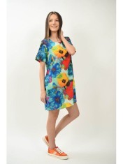 ROCHIE SCURTA CU MANECA SCURTA SPLENDIDOZZO MULTICOLORA CU FLORI TALIE UNICA Multicolora