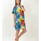 ROCHIE SCURTA CU MANECA SCURTA SPLENDIDOZZO MULTICOLORA CU FLORI TALIE UNICA Multicolora