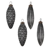 Cumpara ieftin Set 4 globuri brad Craciun sticla gri 6x15 cm, 7x15 cm