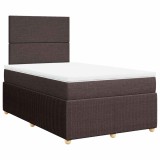 Cumpara ieftin Pat box spring cu saltea, maro inchis, 120x190 cm, textil