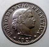 7.083 ELVETIA 20 RAPPEN 1921 B NICHEL