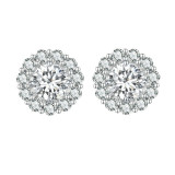 Cumpara ieftin Cercei din argint, cu diamante moissanite de 0.5CT si floare detasabila,