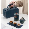 Set Ceainic 350 ml, 3 cupe din Portelan si recipient pentru ceai, ROYAL SAPPHIRE