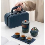 Set Ceainic 350 ml, 3 cupe din Portelan si recipient pentru ceai, ROYAL SAPPHIRE