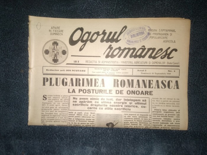 REVISTA OGORUL ROMANESC 10 SEPTEMBRIE 1939