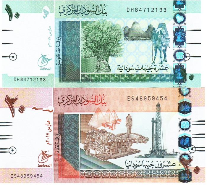 Sudan Set 10-20 Pounds 2017 P-73-74d UNC