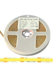 Banda LED COB alb rece 6000K, 12V DC, 480 LED m, latime 8mm, 12W m, rola 5m, iluminat interior, IP20