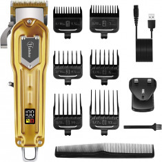 Trimmer ir Clipper pentru bărbați, fără fir, reîncărcabil prin USB, auriu