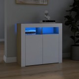 Servantă cu lumini LED, alb și stejar sonoma, 80x35x75 cm