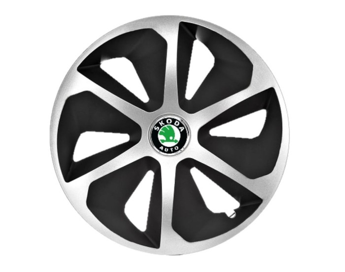 Set 4 capace roti Roco Gri-Negru R15 pentru gama auto Skoda
