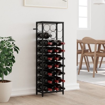 vidaXL Suport sticle vin 27 de sticle, negru 34x18x100 cm fier forjat foto