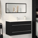 vidaXL Dulap de chiuvetă cu oglindă, stejar negru, 90x45x1,5 cm, lemn