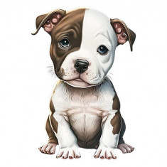Sticker decorativ American Pit Bull Terrier, Alb, 80 cm, 5550ST