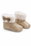 Cizmulite bebelusi maro sidefat cu blanita, interior calduros, talpa moale