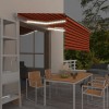 Copertină retractabilă manual stor&amp;LED portocaliu&amp;maro 3x2,5 m
