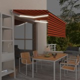 VidaXL Copertină retractabilă manual stor&amp;LED portocaliu&amp;maro 3x2,5 m