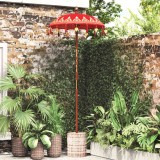 vidaXL Parasol cu bază Roșu și maro 250 cm Bumbac și Lemn 3356913