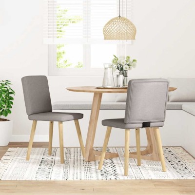 Scaune de bucătărie, 2 buc., gri taupe, material textil foto