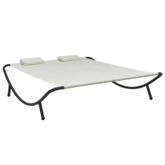 vidaXL Pat șezlong de exterior, crem, material textil 48074