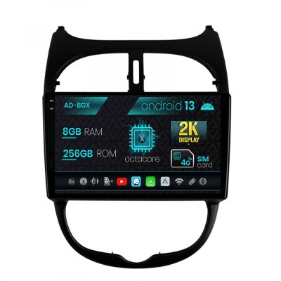 Navigatie Peugeot 206 (1998-2012), Android 13, X-Octacore 8GB RAM + 256GB ROM, 9.5 Inch - AD-BGX9008+AD-BGRKIT262 foto