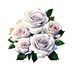 Sticker decorativ, Trandafiri, Alb, 6o cm, 10686ST foto