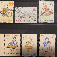 ROMANIA 1961 LP 526 INSTRUMENTE MUZICALE SERIE MNH