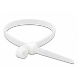 Set 10 bride L 200 x W 4.8 mm cu inel pentru fixare Alb, Delock 18945