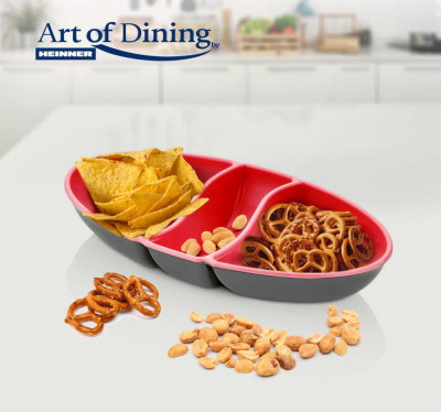 SET DOUA TAVI APERITIV CU 3 COMPARTIMNTE, 25.5 x 15 x 3 CM, ROSU, ART OF DINING foto