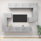 VidaXL Set dulap TV, 8 piese, gri beton, lemn prelucrat