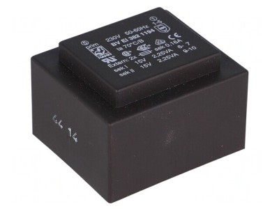 Transformator &amp;icirc;ncapsulat 4,5VA 230V 15V 150mA foto