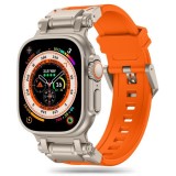 Curea pentru Apple Watch 1/2/3/4/5/6/7/8/9/SE/SE 2/Ultra/Ultra 2 (42/44/45/49mm) - Techsuit Watchband (W064) - Titanium Silver Orange