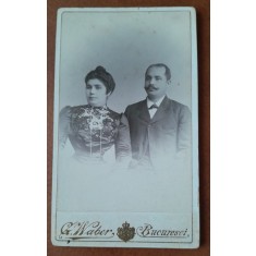Fotografie tip CDV, sot si sotie, inceput de secol XX