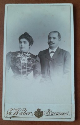 Fotografie tip CDV, sot si sotie, inceput de secol XX foto