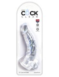 Dildo Clasic Cu Testicule King Cock, Transparent, 19 cm