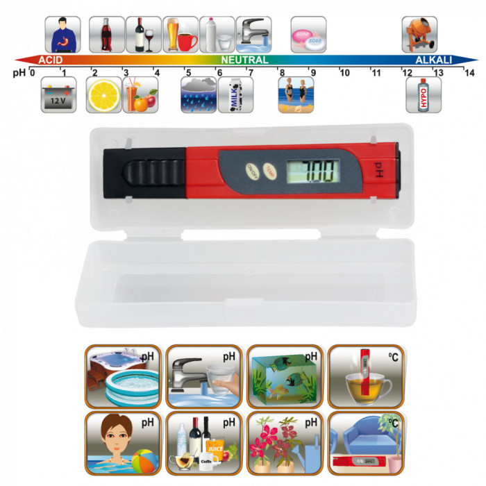 Tester pH termometru pentru masurarea temperaturii apei si a aerului