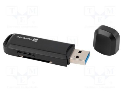 Cititor carduri memorie USB 3.0 NATEC, negru, viteză 5Gbps, mufă USB A foto