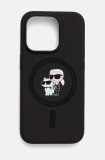 Karl Lagerfeld Husă pentru telefon iPhone 15 Pro 6.1 culoarea negru, KLHMP15LSCMKCRHK