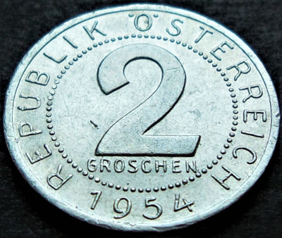 Moneda istorica 2 GROSCHEN - AUSTRIA, anul 1954 *cod 2305 B foto