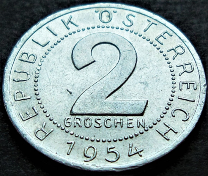 Moneda istorica 2 GROSCHEN - AUSTRIA, anul 1954 *cod 2305 B