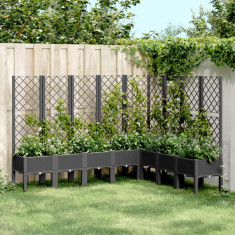 vidaXL Jardinieră de grădină cu spalier, negru, 200x160x142 cm, PP