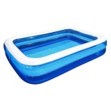 Piscina Gonflabila Dreptunghiulara, Pentru Exterior, 200 x 150 x 50 Cm, Albastru/Alb, Oem