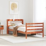 Gossi cadru pat fara saltea, maro ceruit, 75x190 cm, lemn masiv pin