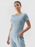 Tricou slim unicolor pentru femei - albastru deschis, 4F Sportswear