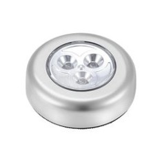 Lampă LED, autoadezivă, 3 LED-uri, alimentare baterii, plastic, argintie,