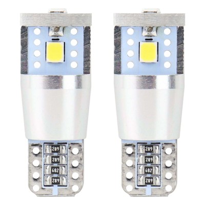 Bec de pozitie tip LED Canbus, T10 W2.1x9.5 W5W, 12V-24V, 3 SMD 2835, 2.4W, culoare alb, carcasa aluminiu, AMIO, set 2 buc foto