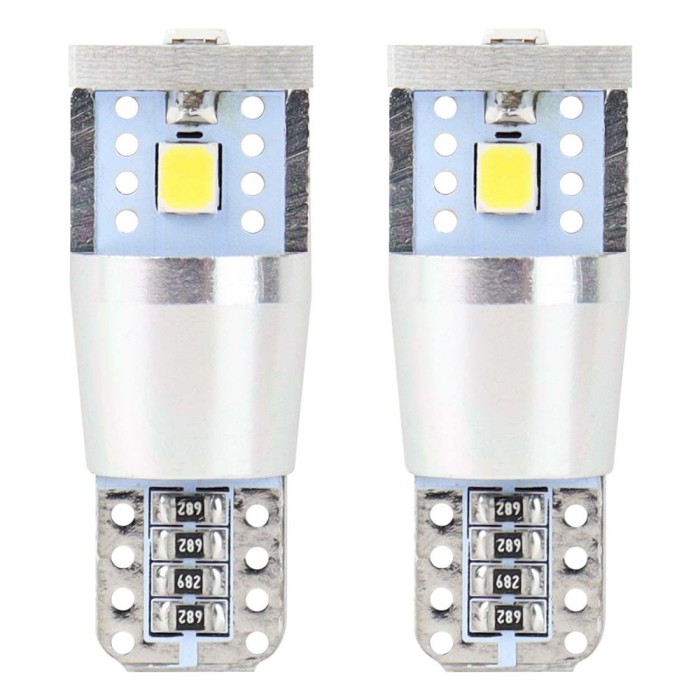 Bec de pozitie tip LED Canbus, T10 W2.1x9.5 W5W, 12V-24V, 3 SMD 2835, 2.4W, culoare alb, carcasa aluminiu, AMIO, set 2 buc AutoDrive ProParts