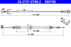 ATE 24.3727-0796.2 Cablu, frana de parcare